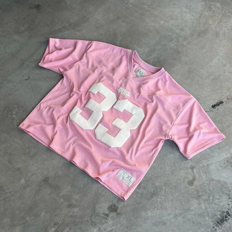 Y2K retro jersey quick drying breathable mesh Tshirt womens street college sportswear oversized unisex football training suit 240821