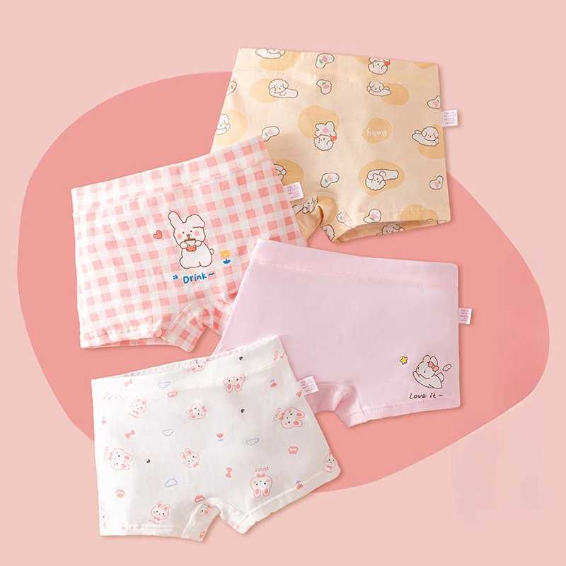 4PCS Girl Cotton Antibacterial Panties Kid Thin Breathable Briefs 1+y Young Children Underwears Baby Cute Cartoon Print Knickers Y240821