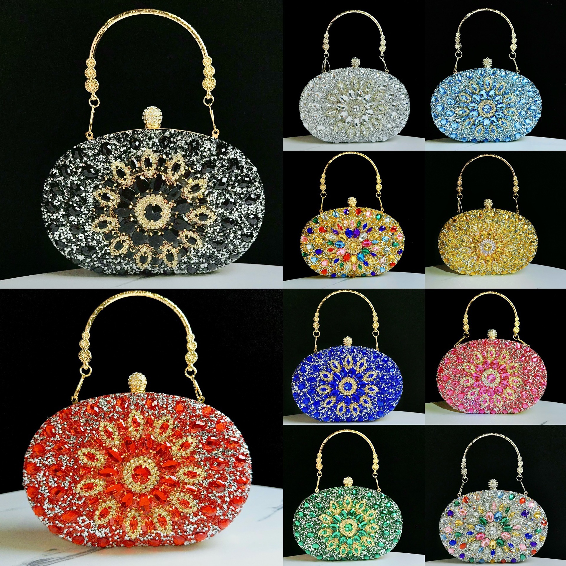 2025S Fashion Designer New Water Suower Full Dia Goose Egg Small Handheld Diagonal Cross Women S Dress Qipao Banquet Bag
