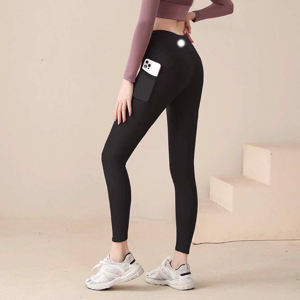 top fabric Solid Color Leggings Women yoga pants High Waist Sports Wear Elastic Fitness Lady Outdoor Sports Trousers close skin Legging jump No awkward shorts