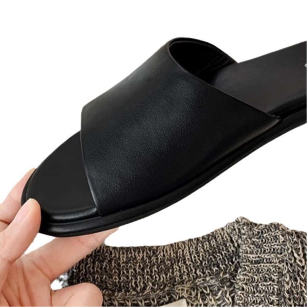 Ddmysports Grape Mom S Comfortable Sheepskin Versatile Flat Bottom Row Slippers For Women Outwear Summer New Style OUTDOOR