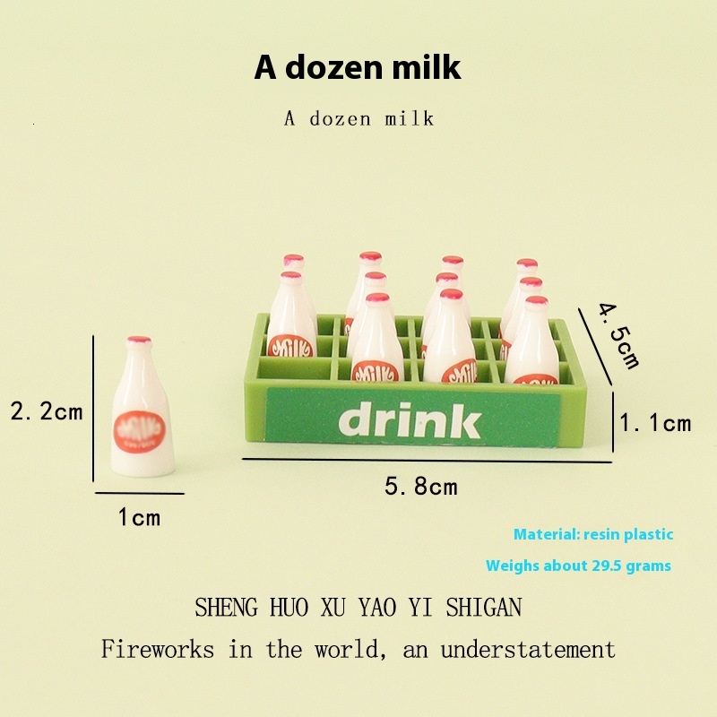 Miniature simulation beverage frame, mini milk bottle, micro landscape, baby house decoration technology, ornaments, accessories