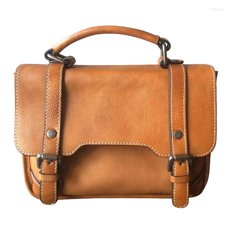 Free Shipping Bag Vintage Messenger With Plaster Skin Texture Niche Handmade Cowhide Small Square Women's All-match Genuine Leather Handbag Cross