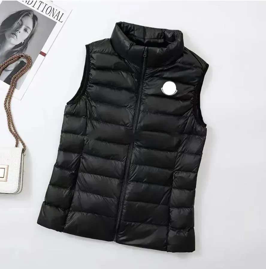Womens Down Vest Jackets French Designer Brand Sleeveless Lady Vest Luxury Embroidery Badge Outerwear Coats Size S/M/L/XL