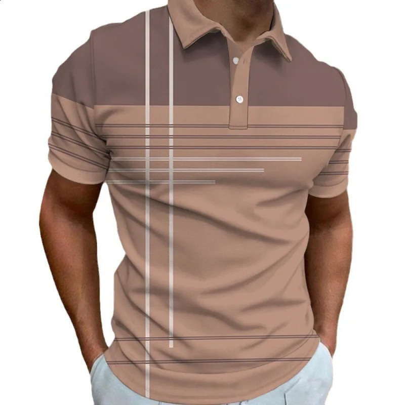 2024 Summer European and American Mens Polo Collar 3D Digital Printed Fashion Casual Short Sleeve T-shirt 240821