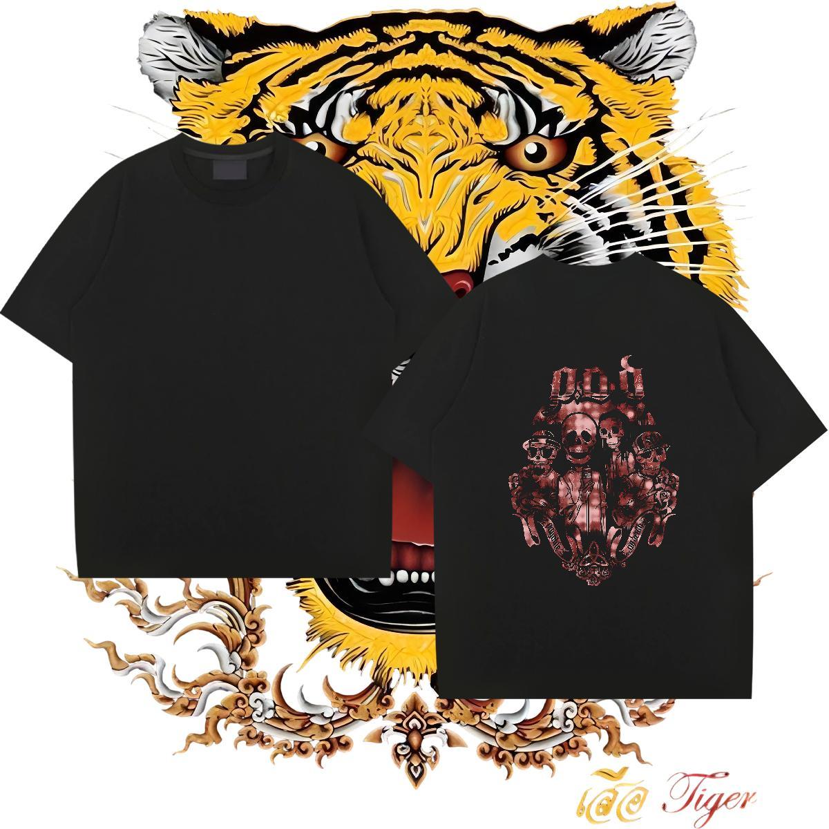 New Men Clothes T-Shirt 100% Cotton 230g Street Casual skull Crew Neck T Shirt For Man Free Shipping Black White Tees Shirts