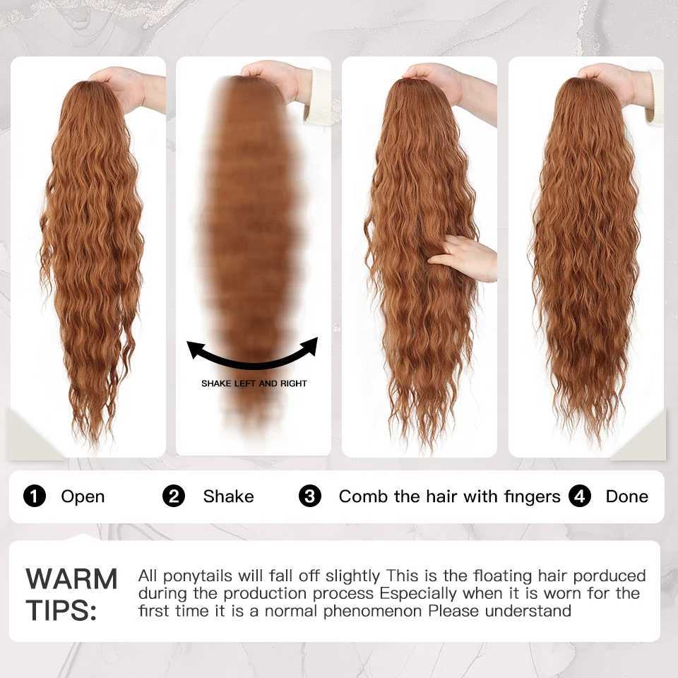 I Am A Long Curly Suitable For Women Cooper Red Black Brown Blonde Hair Synthetic Ponytail W240817