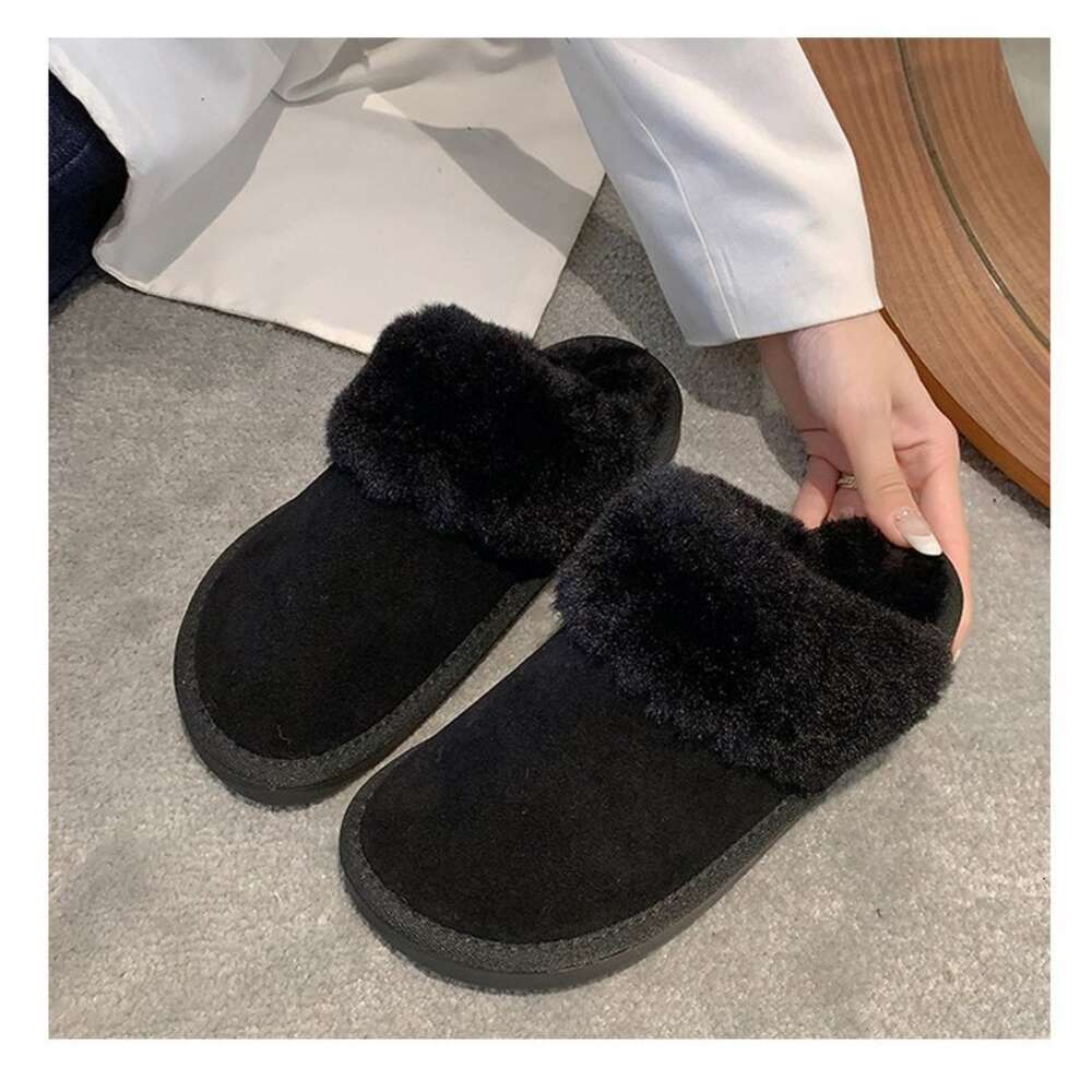 Ddmysports Thick Bottom Semi With Added Velvet Women S Winter New Style Fur Integrated Toe Snow Boots Cotton Slippers For Wearing On The Outside OUTDO