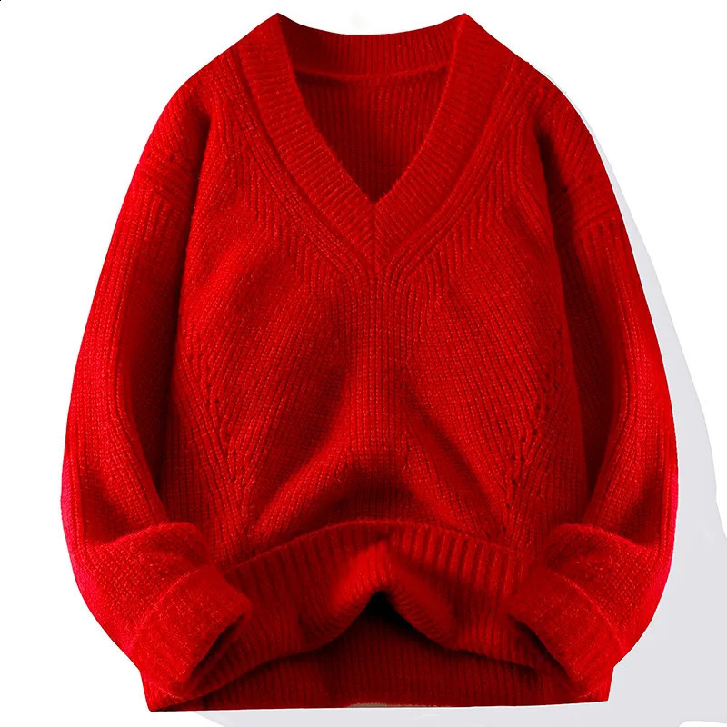 Solid color Vneck sweater thick fashionable trend pleated shape high and thin highquality fabric comfortable skin breathable 240821