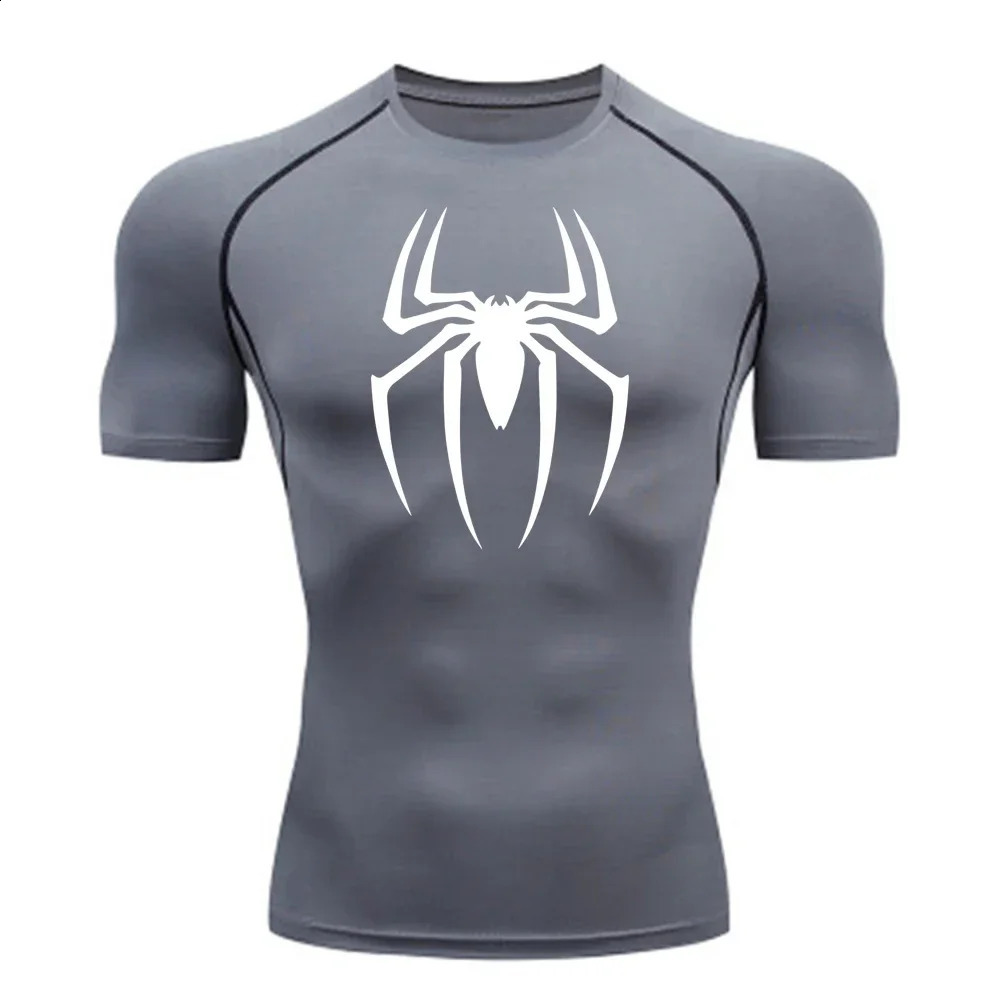 Mens Spider Print Compression Shirt Quick Dry TShirt Gym Running Jersey Breathable Short Sleeve Spring Summer M3XL 240820