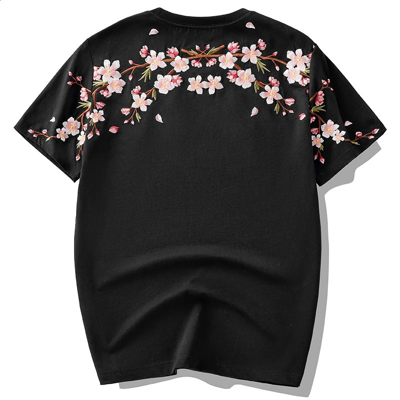 Embroidery T Shirt Men Women Flower Loose Casual Summer Cotton Hip Hop Tee Tops Short Sleeve Male Harajuku Streetwear 240820