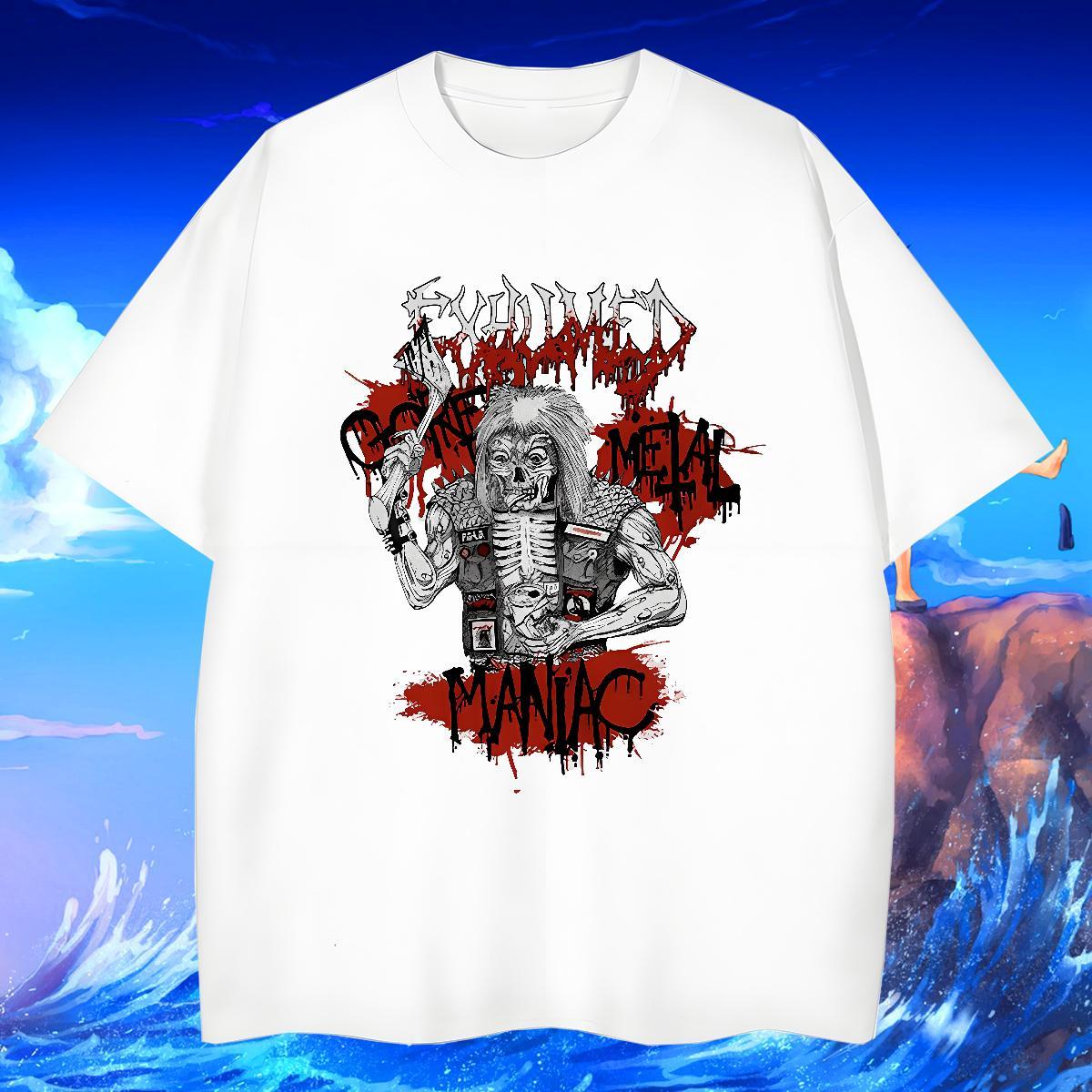 Classic Men Tees 230g Pure Cotton Home Outdoor skull Crew Neck T-Shirts TOP Quality Custom Print Plus Size Clothings