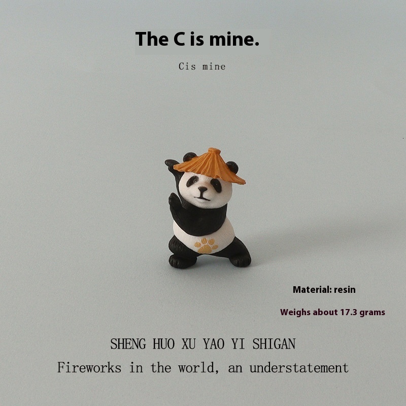 Resin Kung Fu Panda Sculpture - Unique Desk Topper and Home Decorative Artwork
