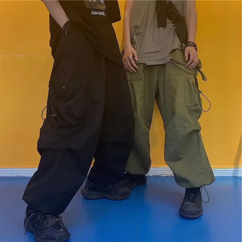 HOUZHOU Techwear Cargo Pants for Men Black Trousers Male Jogging Korean Casual Japanese Streetwear Hip Hop Safari Style Pocket 240821
