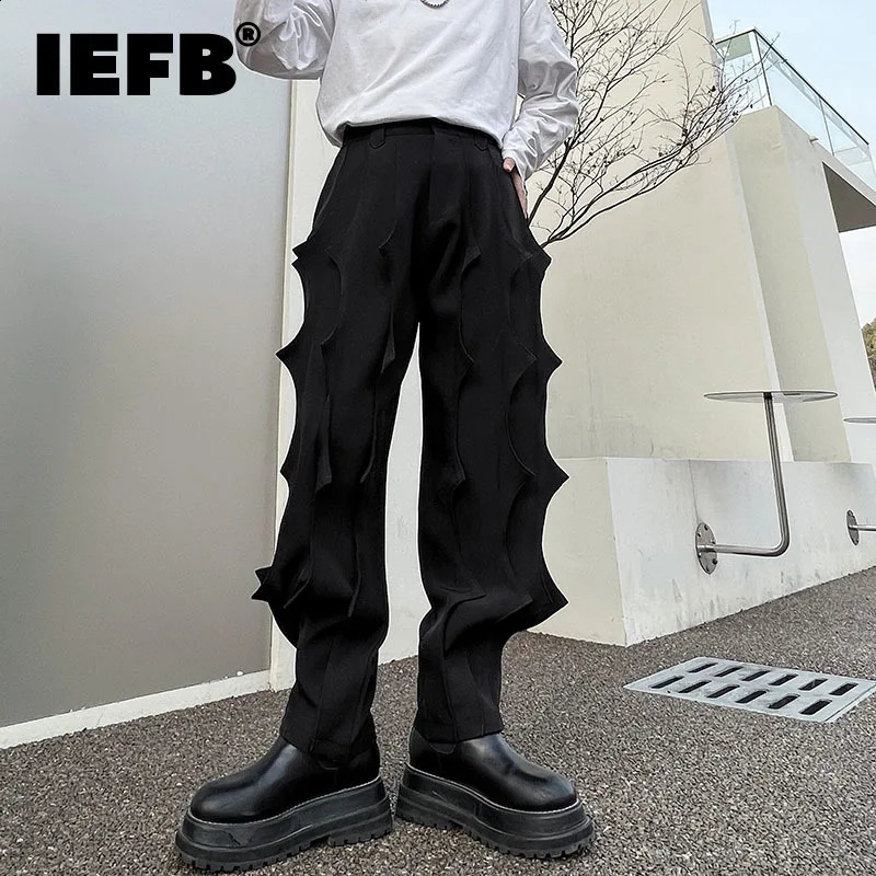 IEFB Pleated Male Niche Desgin Harem Pants Mens Soild Color Casual Chic Trousers Korean Fashion Spring Stylish 9A7863 240820