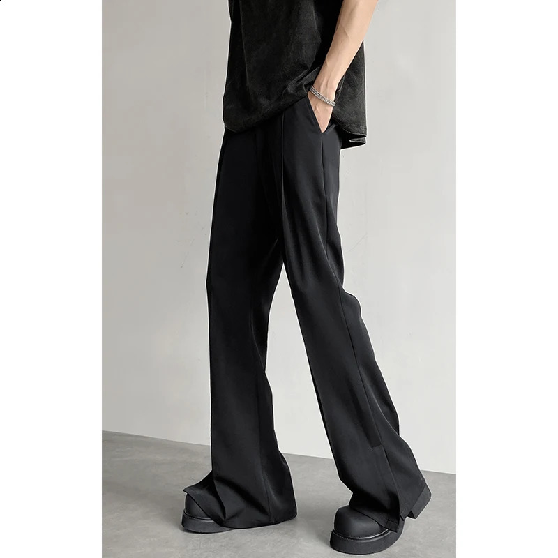 Brown Black Suit Pants Men Fashion Social Mens Dress Pants Korean Loose Straight Casual Flared Pants Mens Office Formal Trousers 240820