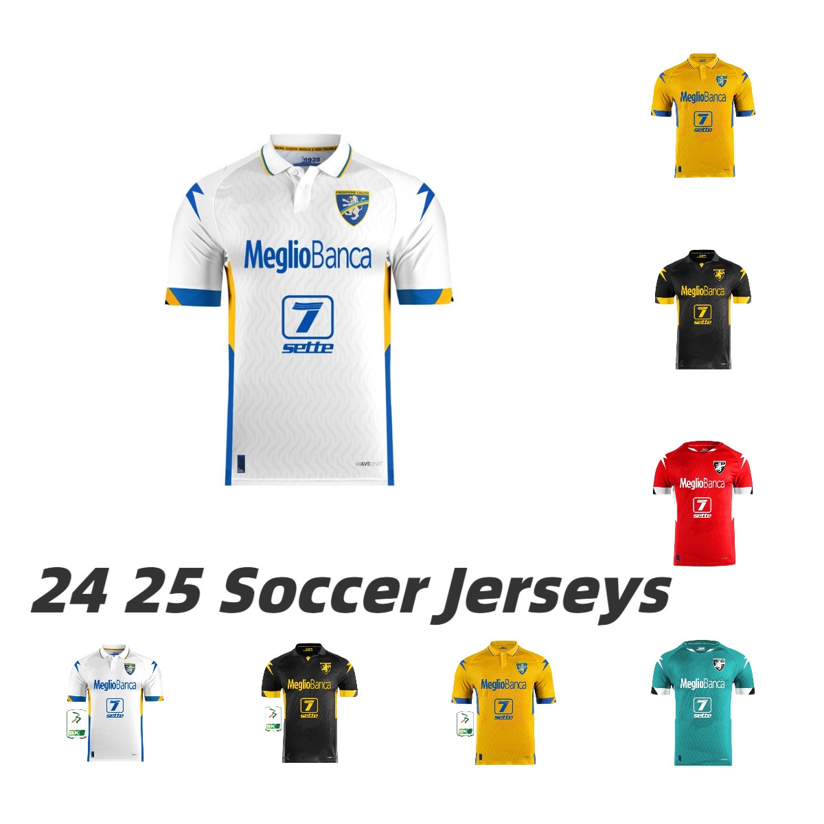 24 25 Frosinone Soccer Jerseys CHEDDIRA BAEZ ROMAGNOLI camisetas de futbol OKOLI KAIO JORGE CASO MAZZITELLI CUNI Football Shirts Short Sleeve men kids Uniforms tops
