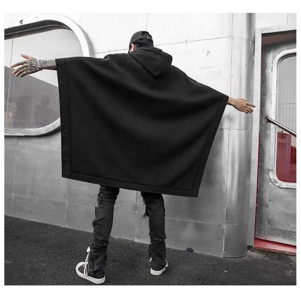 ARENS Techwear Black Oversized Hoodies Sweatshirt Baggy Trench Coat Anorak Men Goth Punk Japanese Streetwear Hip Hop Gothic 240821