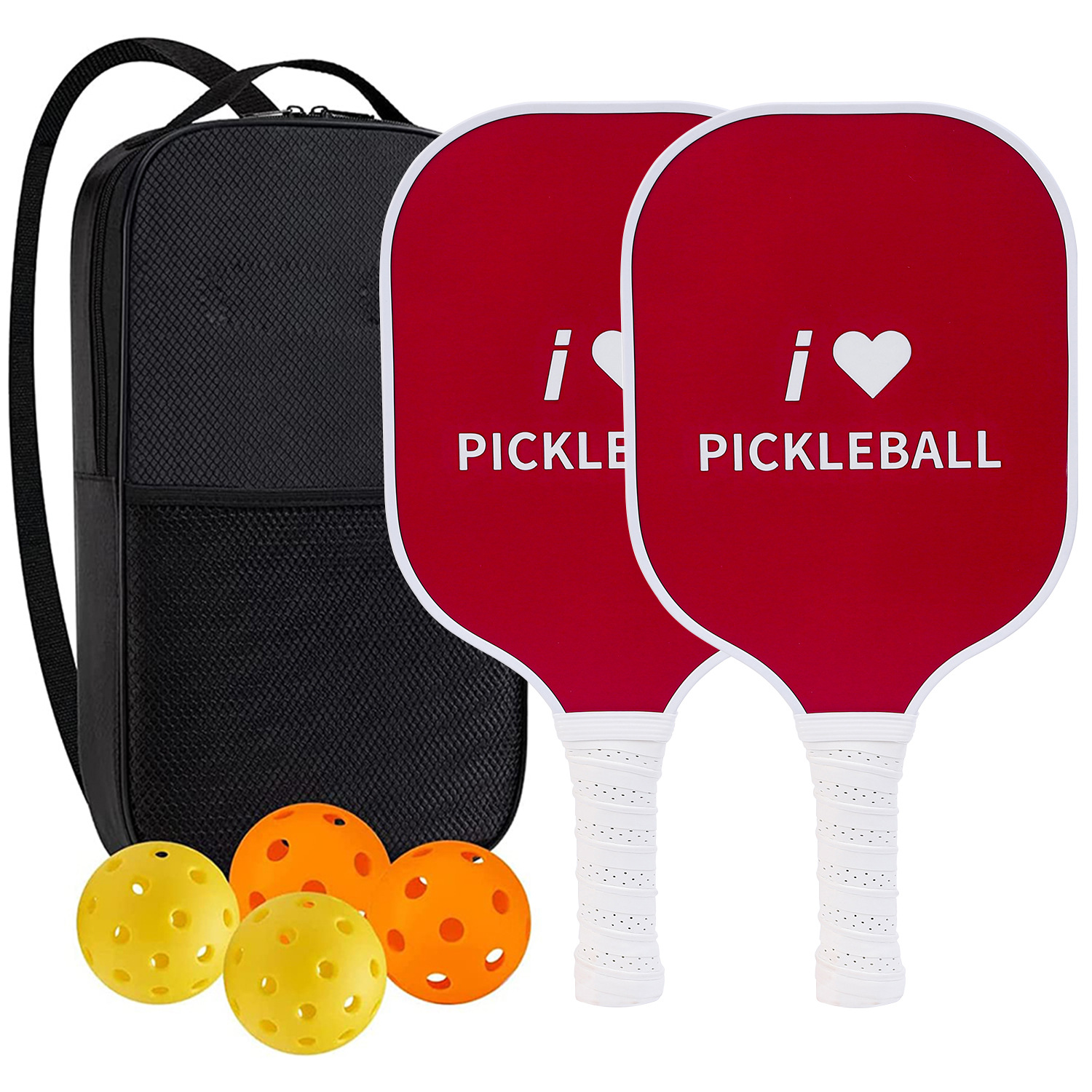Palette de pickleball en fibre de verre haute performance pour les jeux de plein air compétitifs 2 paddle 4 balle 1 sac 9906