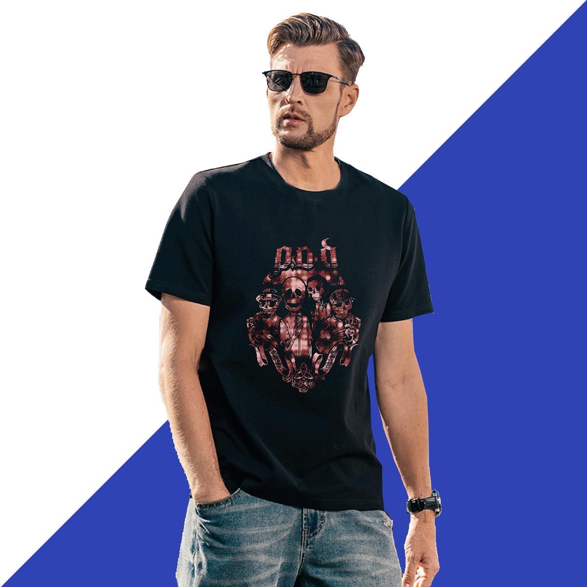 Wholesale Mens Tshirts 230g Cotton Spring Summer skull O Neck Short Sleeves Mens T Shirts Loose Fit Custom Anime Wear