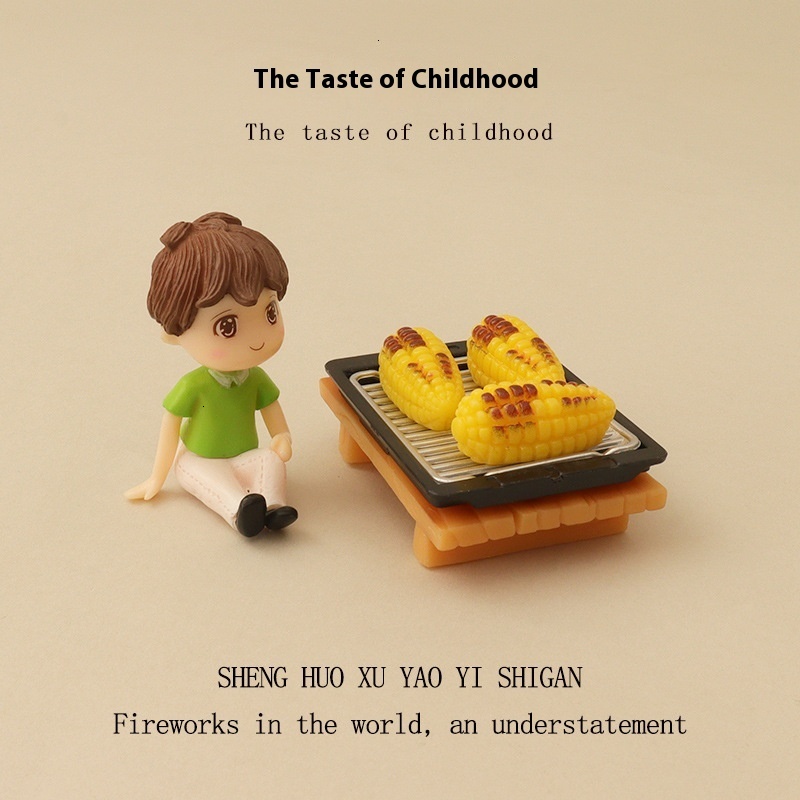 Cartoon Creative Baby House Over Home Mini Low Table Baking Plate Simulation Roasting Corn Micro Landscape Decoration Desktop Ornament