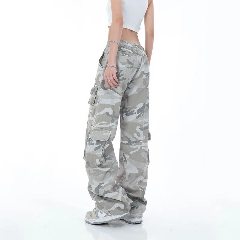 Streetwear Women Camouflage Cargo Pants Hip Hop Oversize Spring Autumn Straight Wide Leg High Street Fashion Casual Trousers Z260314