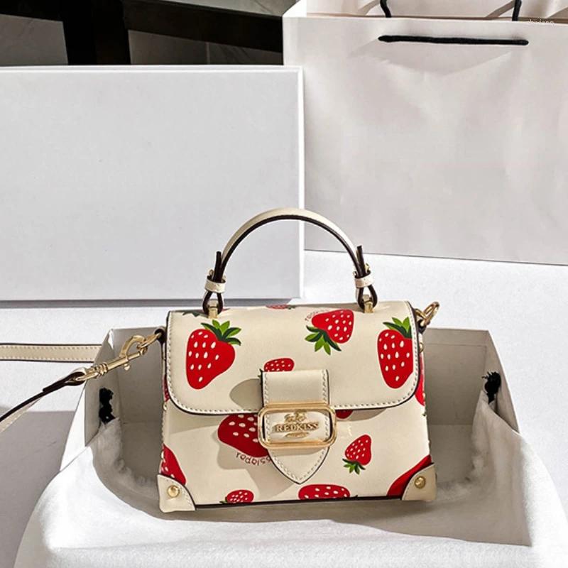 Evening Bags Fancy Strawberry Print Crossbody For Women Mini Handbag Small Ita Bag Shoulder Bolsos Para Mujer Female Sac