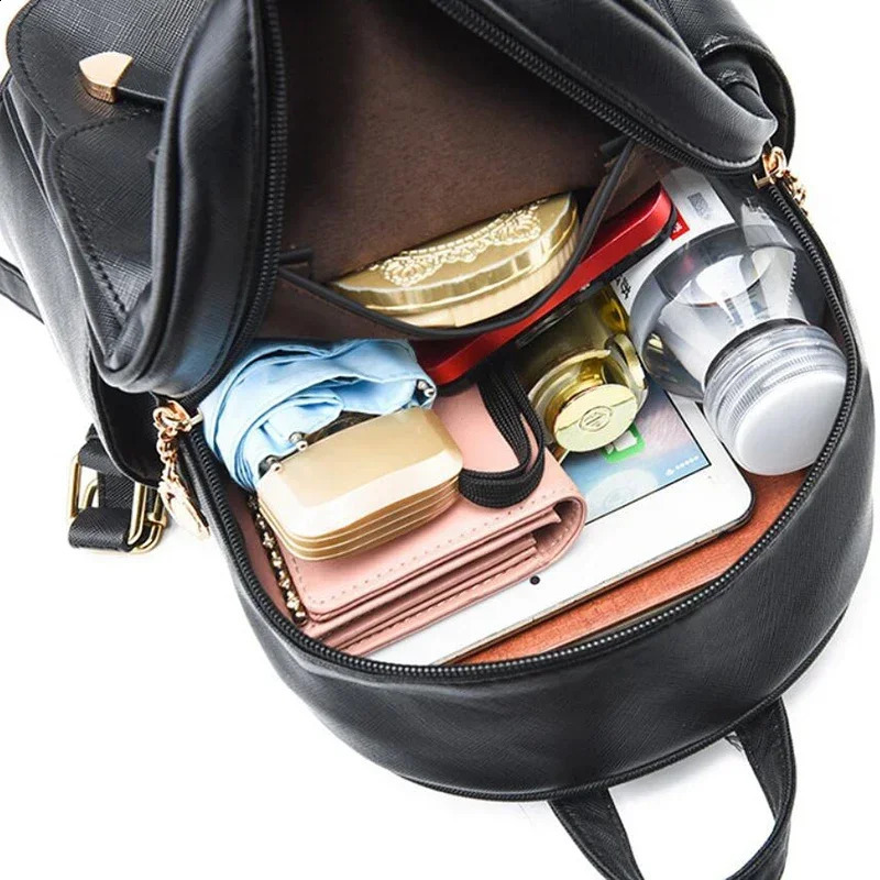 Womens Mini Backpack PU Leather Cute Graceful Bagpack Small School Bags for Girls with Ball Pendant 240821