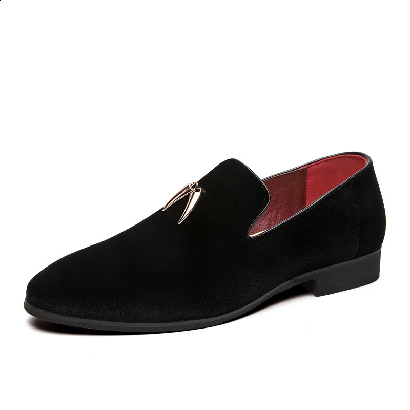 QUAOAR Fashion Party and Wedding Handmade Mens Loafers Mens Velvet Shoes Leaves and Gold Buckles Mens Dress Shoes Mens Apartment ST384 240821