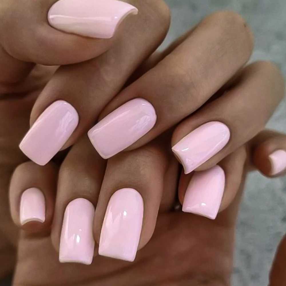 100Pcs Milk White Press On Nails Medium Square Gel False Nails Full Cover Reusable Natural Acrylic Fake Nails Tips FingernailsXJ241025