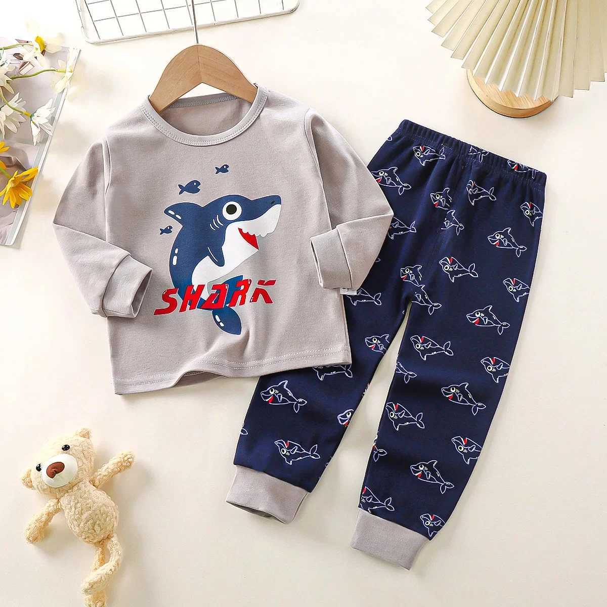 New Autumn New Childrens Underwear Set Pure Cotton Boys Pajamas Girls Home Clothes Middle Large Children Clothing Y240821