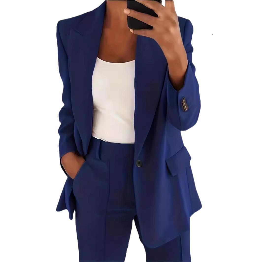 2024 autumn and winter new fashion lapel slim fit cardigan temperament jacket women's suit set