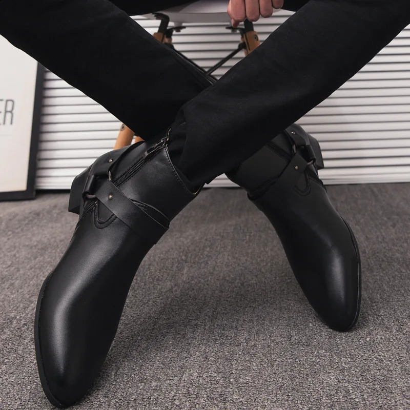 Classic Mens Corner Boots Brown Low Heel Mens Dress Boots Mens Premium Shoes Mens Ankle Boots Large Size 47 240821