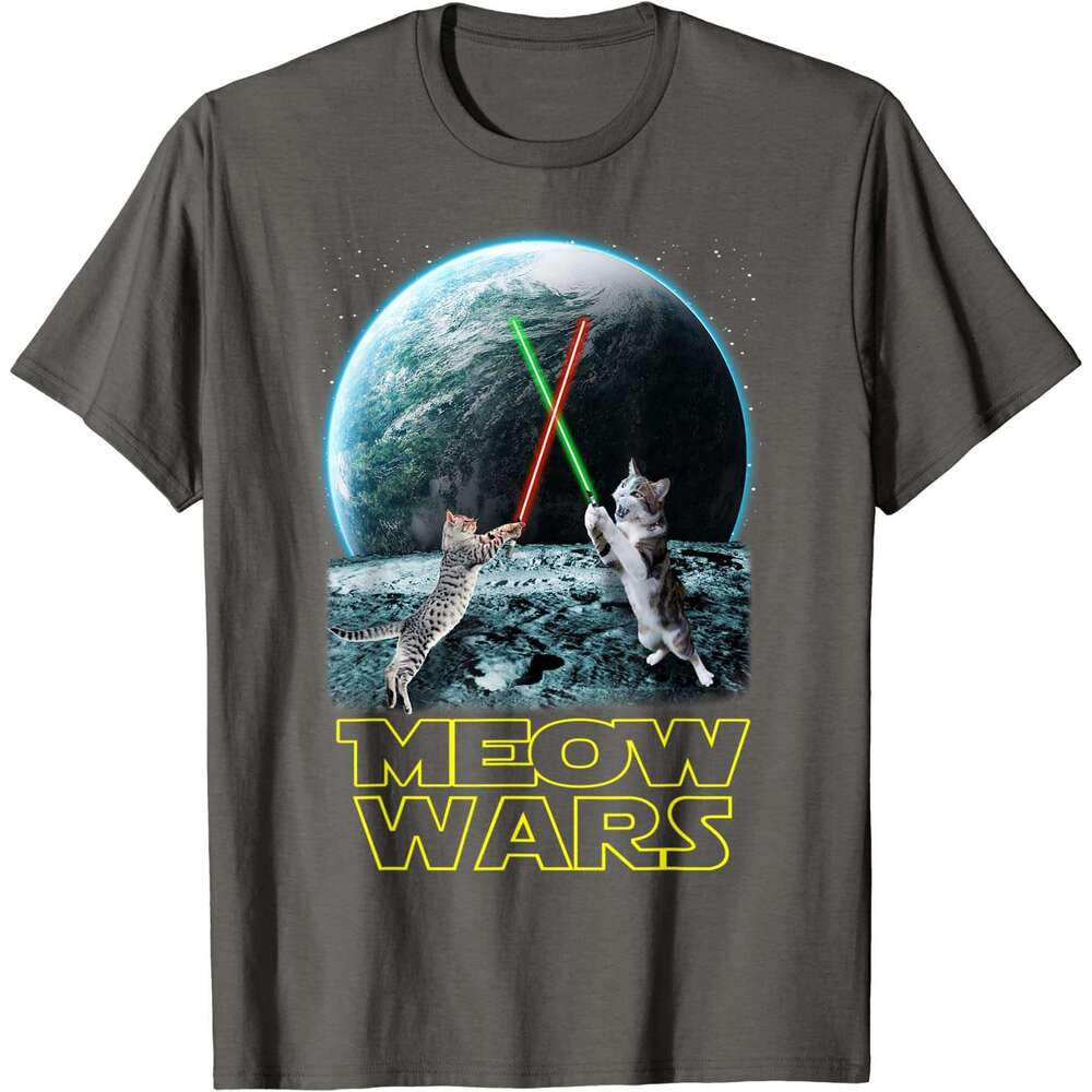 Wars Meow Cat Gifts For Cats Lovers T-Shirt Funny T Shirt Cotton Tops Tees for Male Personalized s ops ees