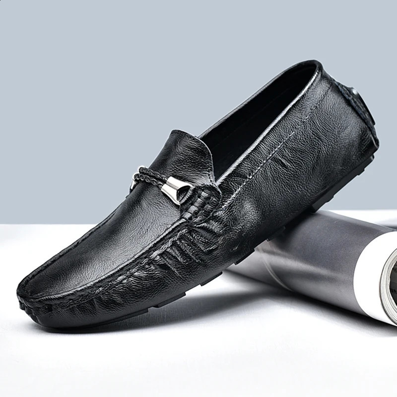 Genuien leather mens cushioned mens casual shoes Moccasins lightweight boat boots Plus size 37-47 240821