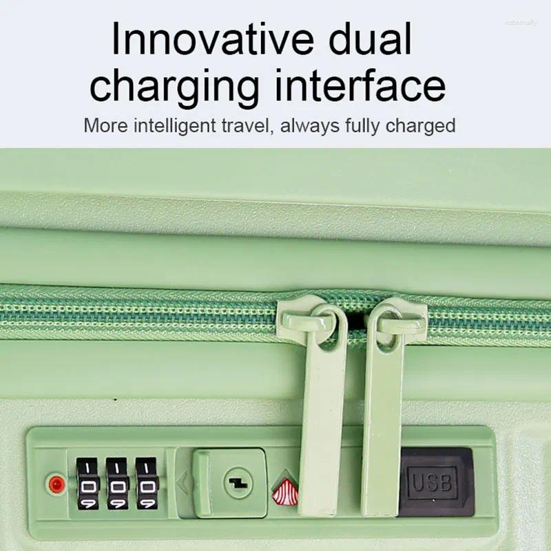 3 Suitcases Three Layer Composite PC Suitcase Carry On Rolg Lage With USB Port Boarding Cabin Cup Phone Holder 20 22 24 26 Inch 4