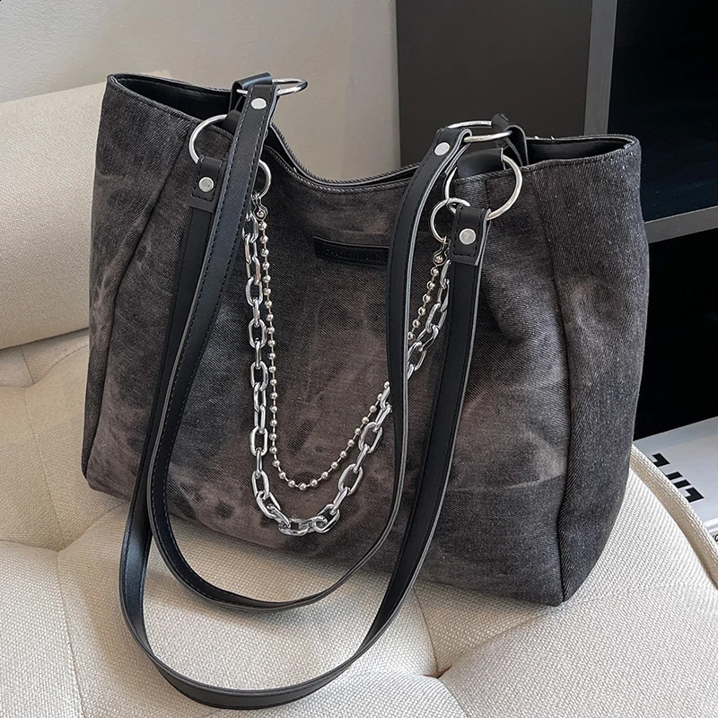 High-capacity Tote Bags for Women Korean Chain Fairy Y2k Fashion Crossbody Bag Girls Preppy Sweet Student Shoulder Handbags Chic 240820