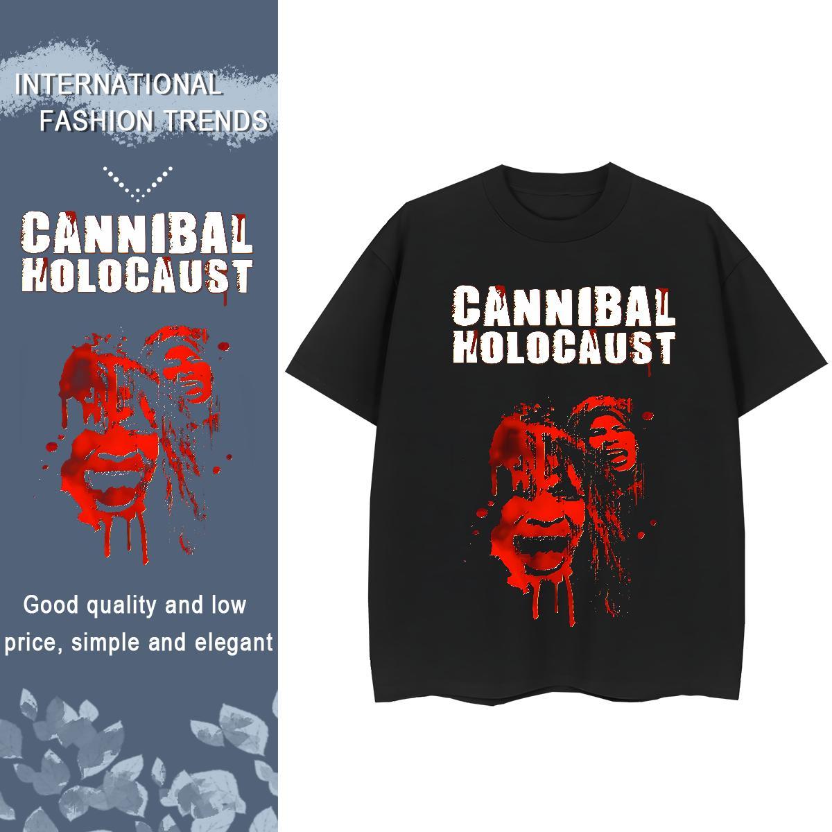 2024 Summer Mens Tshirts 230g 100% Cotton Beach scary Crew Neck Man T Shirts Cool Cartoon Printing L-4XL Tees Shirts