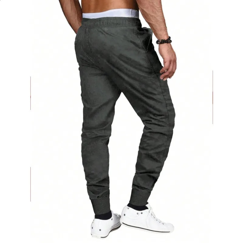 2024 Summer Mens Casual Pants Solid Color Leggings Zipper Pocket Sports Pants 240821