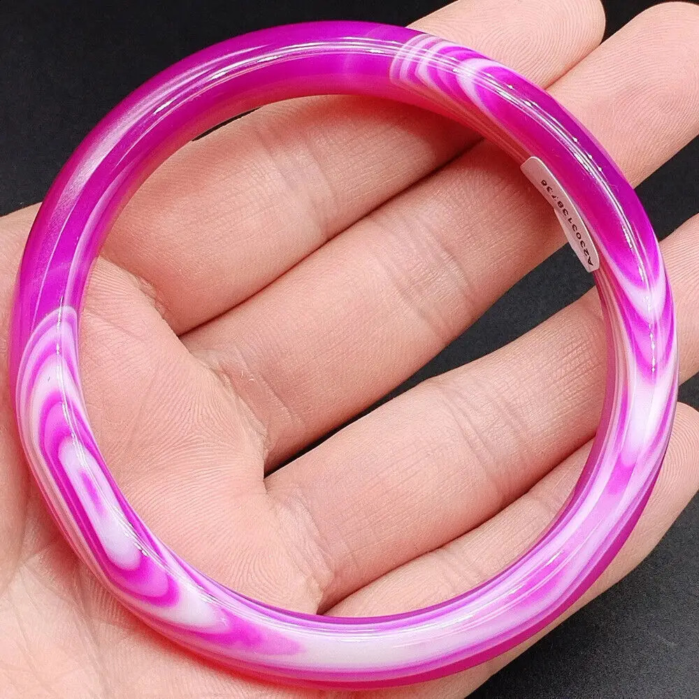 Certified 6M Natural Ice MultiColor Ancient Agate Jade Carved Bangle Bracelet 240813