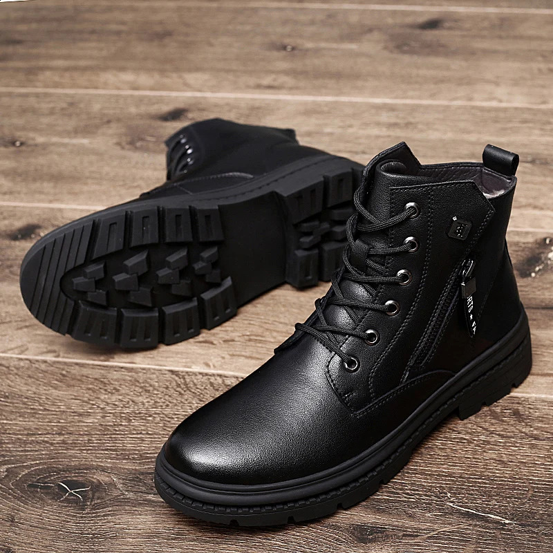 Mens genuine leather boots mens Chelsea boots handmade autumn and winter shoes casual and comfortable ankle boots Zapatos De Hombre 240821