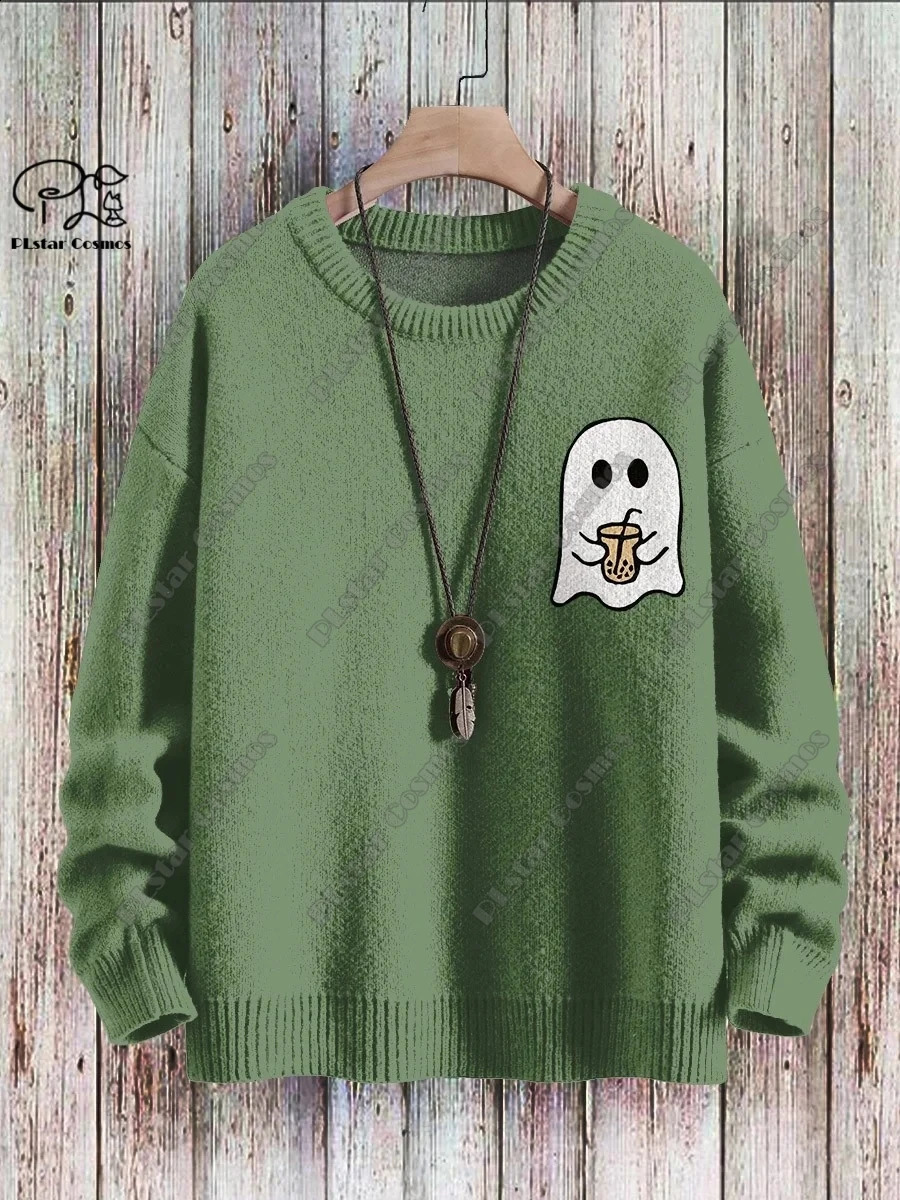 3D printed Halloween series scary ghost pattern ugly sweater street casual winter sweater warm product W-2 240821