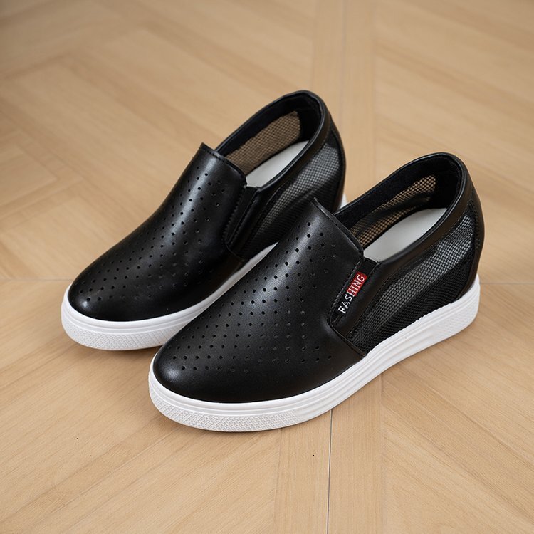 Ddmysports New Interior Height Increasing Women S Summer Versatile Breathable Perforated Casual Shoes One Foot Mesh OUTDOOR