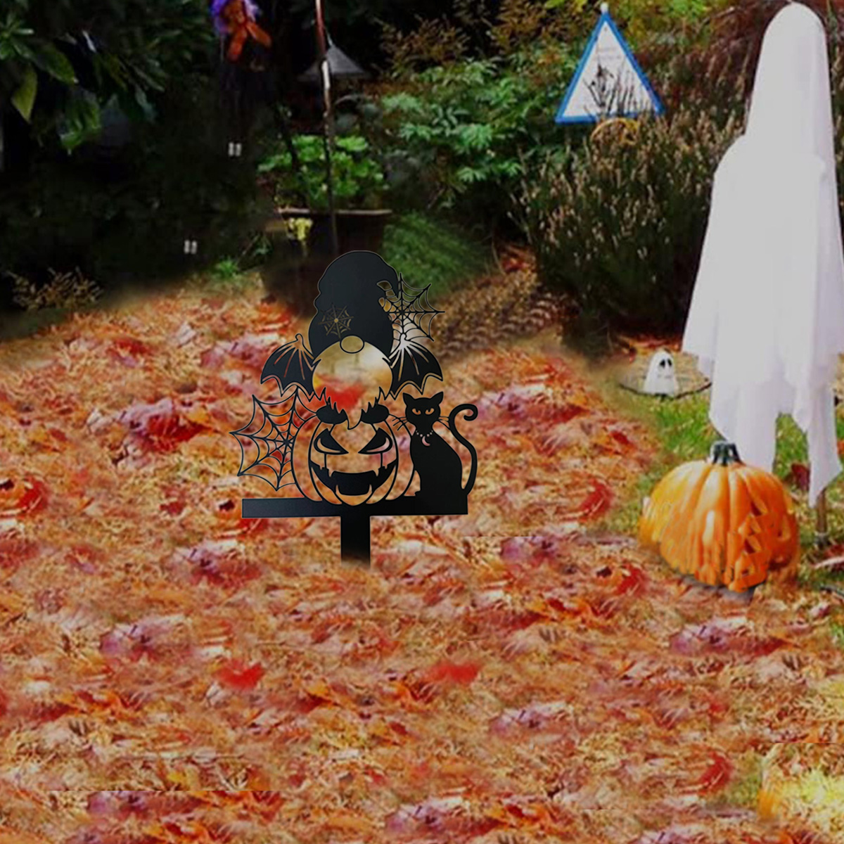 Halloween Gnomes and Pumpkins Metal Yard Stakes Outdoor Decor Garden Signs Porch Decor Holiday Gifts