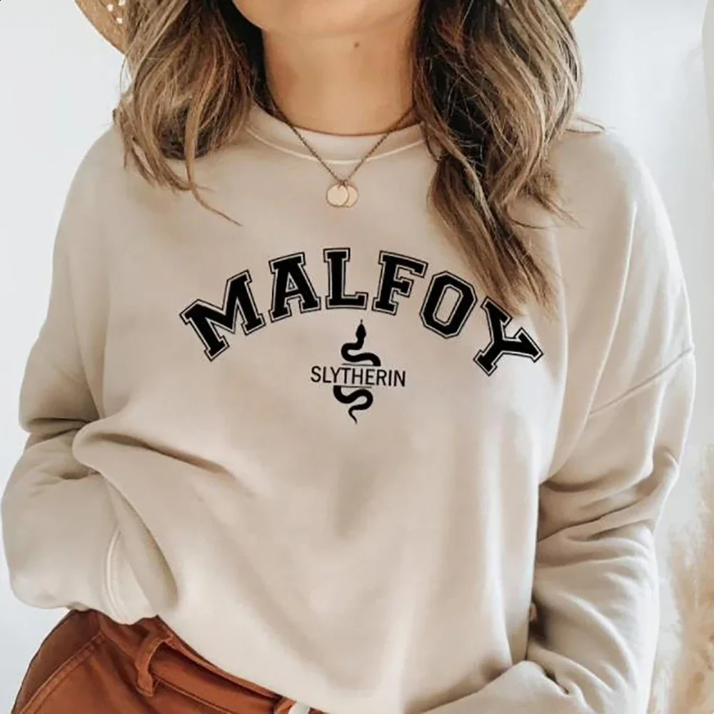 Malfoy Sweatshirt House Sweatshirts Dark Academia Crewneck College Unisex Long Sleeve Pullover AutumnWinter Hoodie 240821