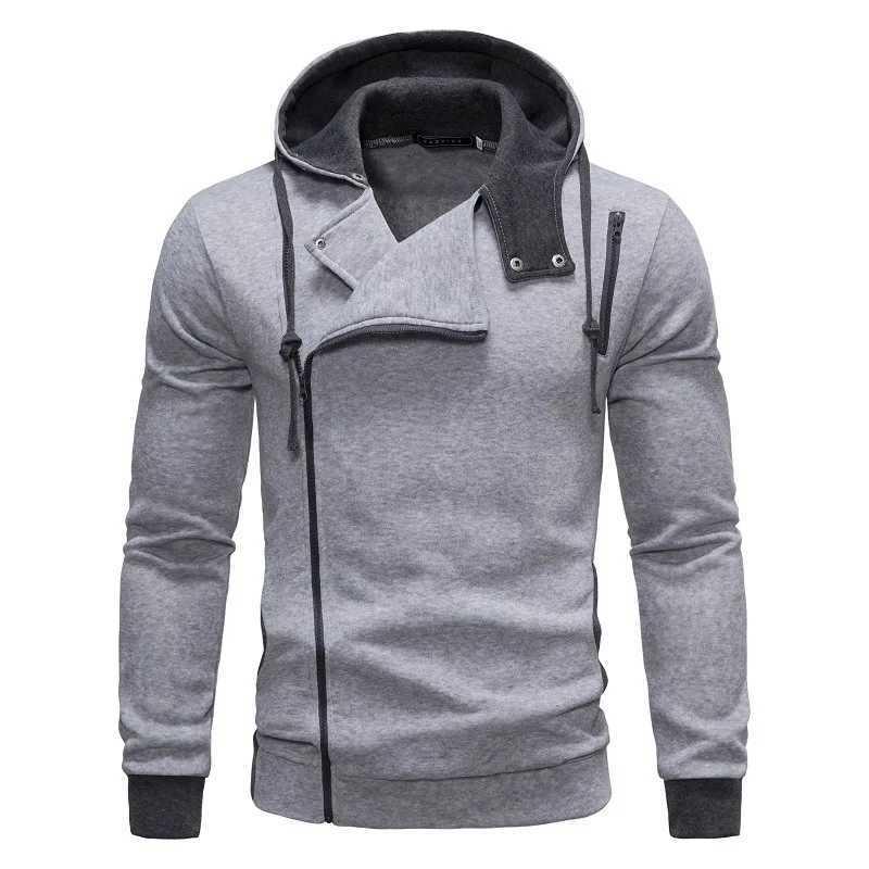 Men Hoodie Fall Zipper Polyester Long Sleeve Hooded Sweatshirt Mens Asymmetric Hoodies Men TopXJ240820
