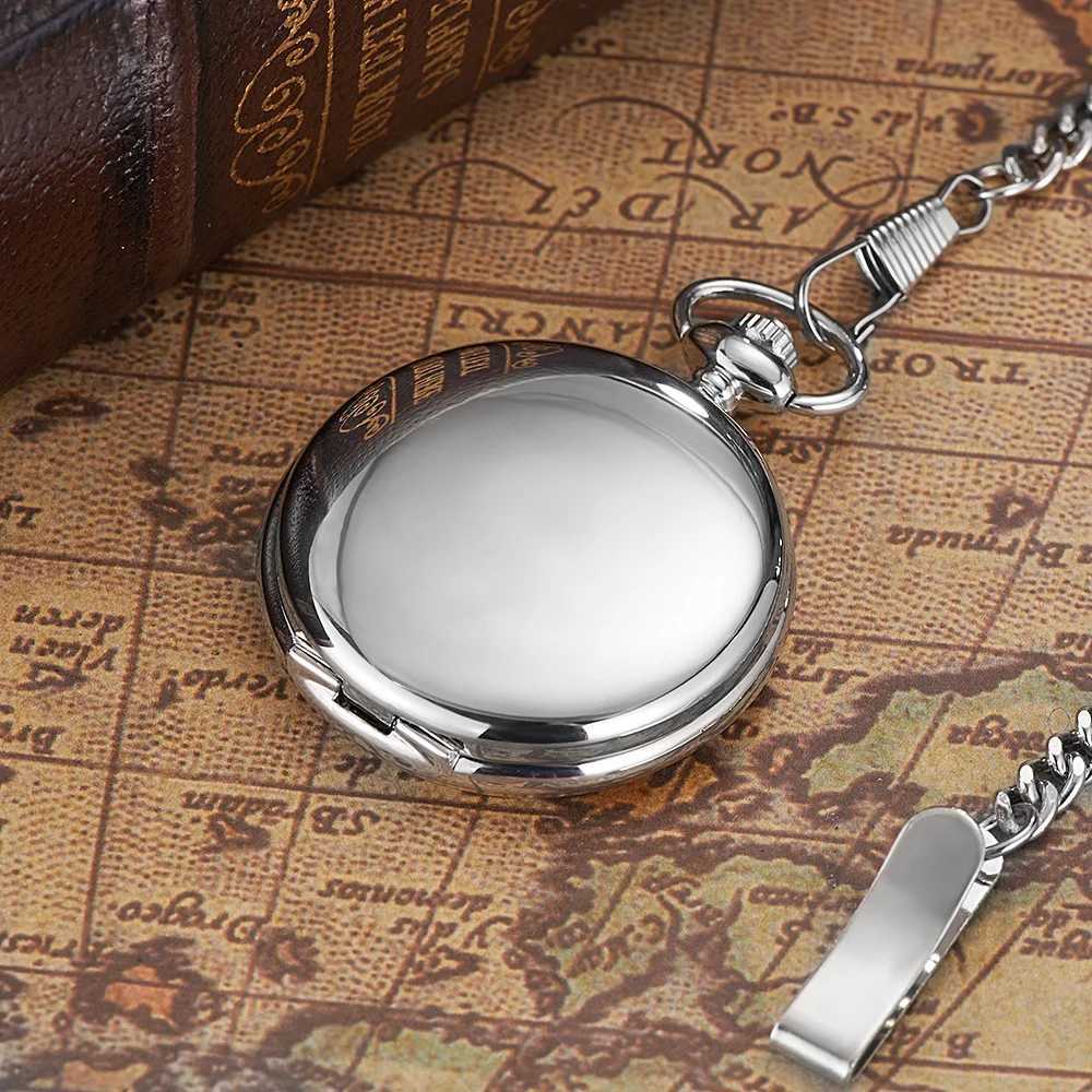 Luxury OYW hand wrapped mechanical silver mens pocket watch skeleton dial steel necklace chain pendant retro dress Fob watch W240820