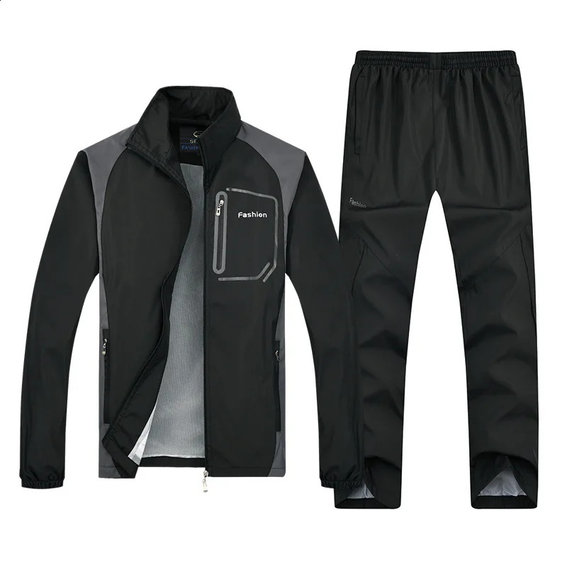 Mens Sweatsuit Tracksuit 2 Piece JacketSweat pants Outfit Long Sleeve Jogging Sports Suit Sets Male Clothing Plus Size 5XL 240821