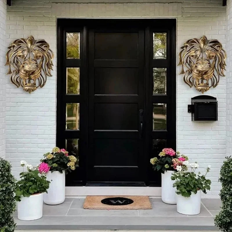 Rare Find-Large Lion Head Wall Mounted Art Sculpture Gold Resin Lion Head Art Wall Decor Art Lion Head Wall Hanging 240821