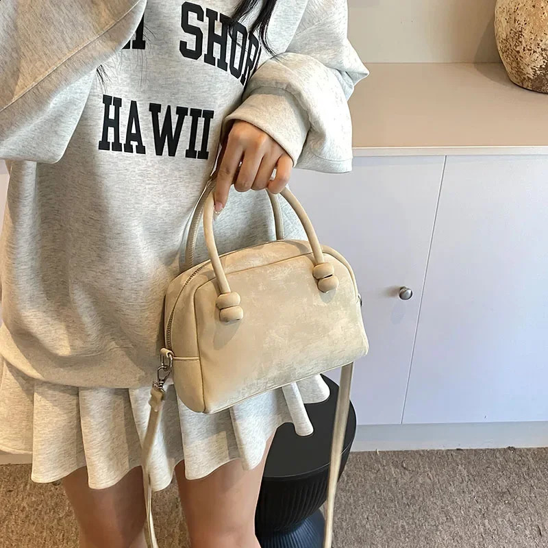 LEFTSIDE small PU leather cross body bag womens Y2K Korean fashion shoulder bag simple handbag with short handle 241105
